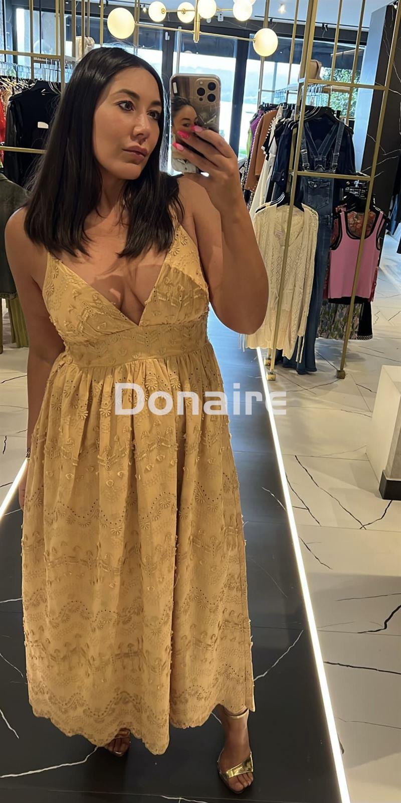 Vestido camel tejido relieve Goa Goa - Imagen 2
