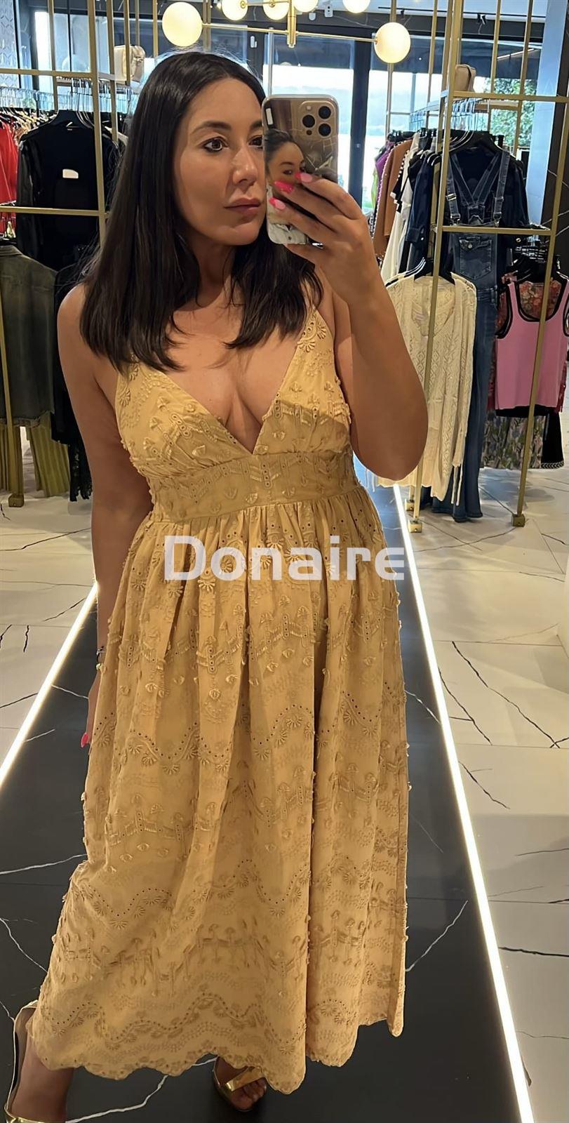Vestido camel tejido relieve Goa Goa - Imagen 3