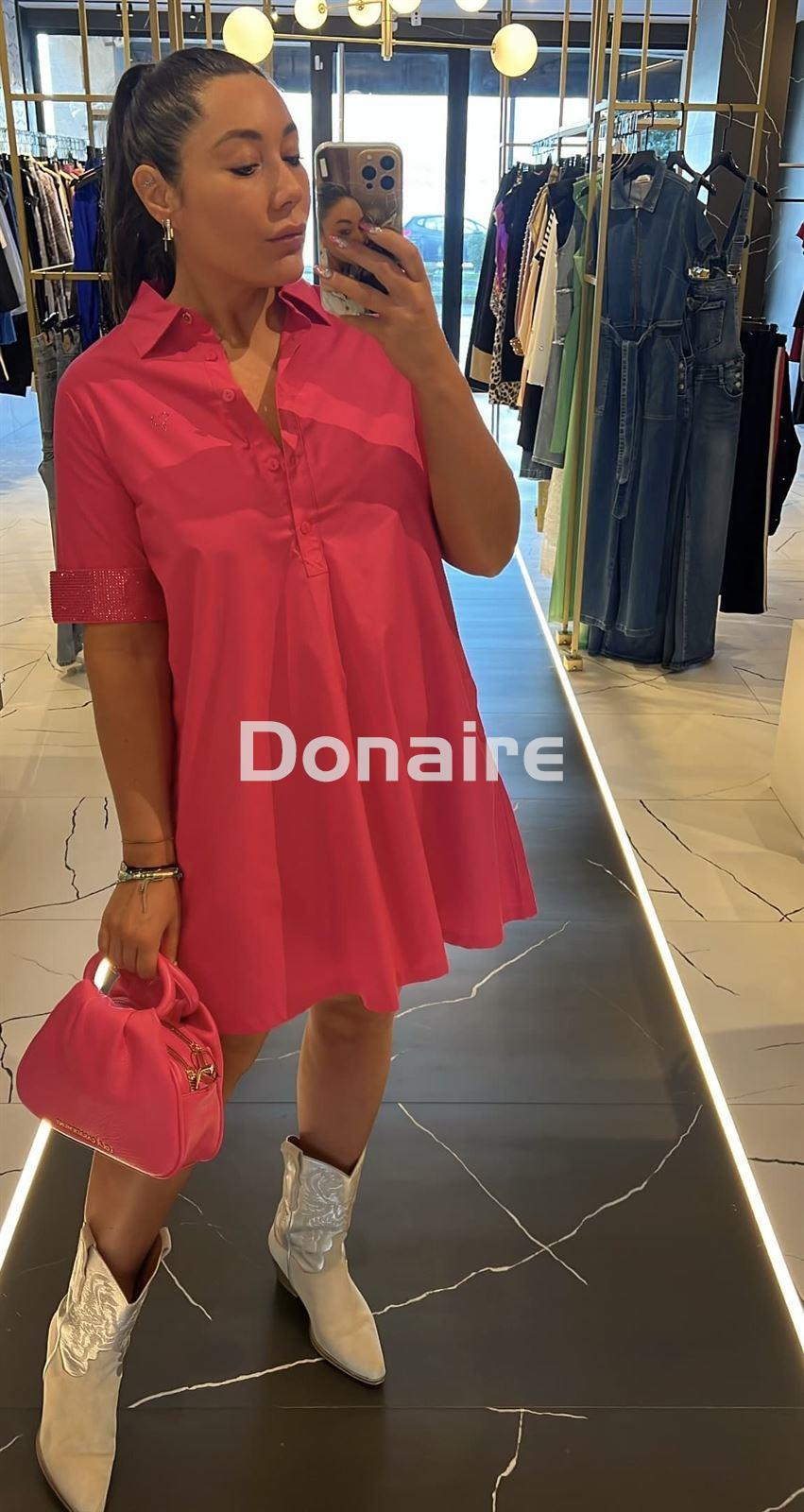 Vestido camisero fucsia con strass al tono Lola Casademunt - Imagen 1