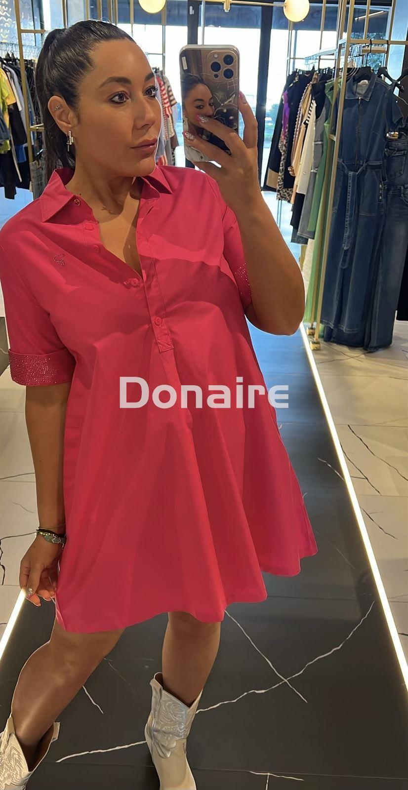 Vestido camisero fucsia con strass al tono Lola Casademunt - Imagen 2
