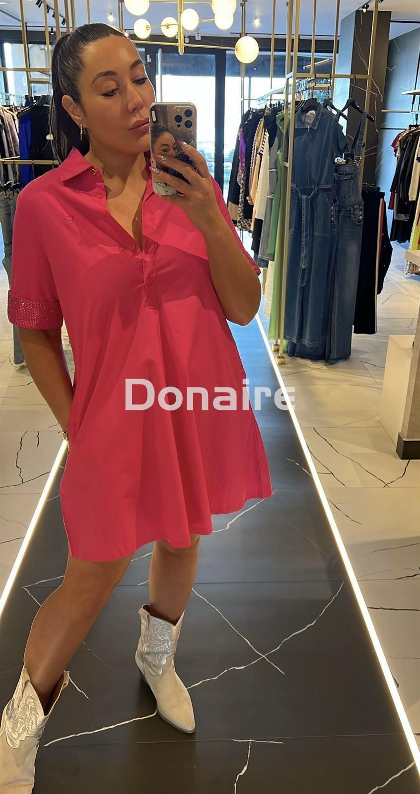 Vestido camisero fucsia con strass al tono Lola Casademunt - Imagen 3