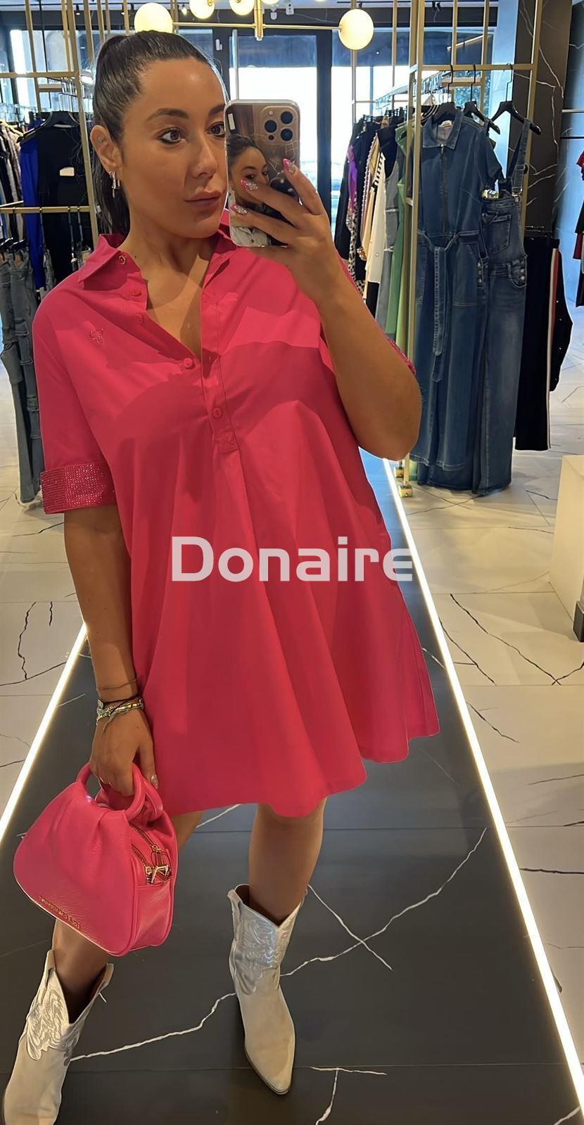 Vestido camisero fucsia con strass al tono Lola Casademunt - Imagen 4