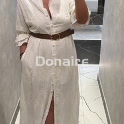 Vestido camisero largo crudo BSB - Imagen 1