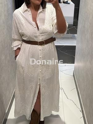 Vestido camisero largo crudo BSB - Imagen 1