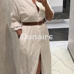 Vestido camisero largo crudo BSB - Imagen 2