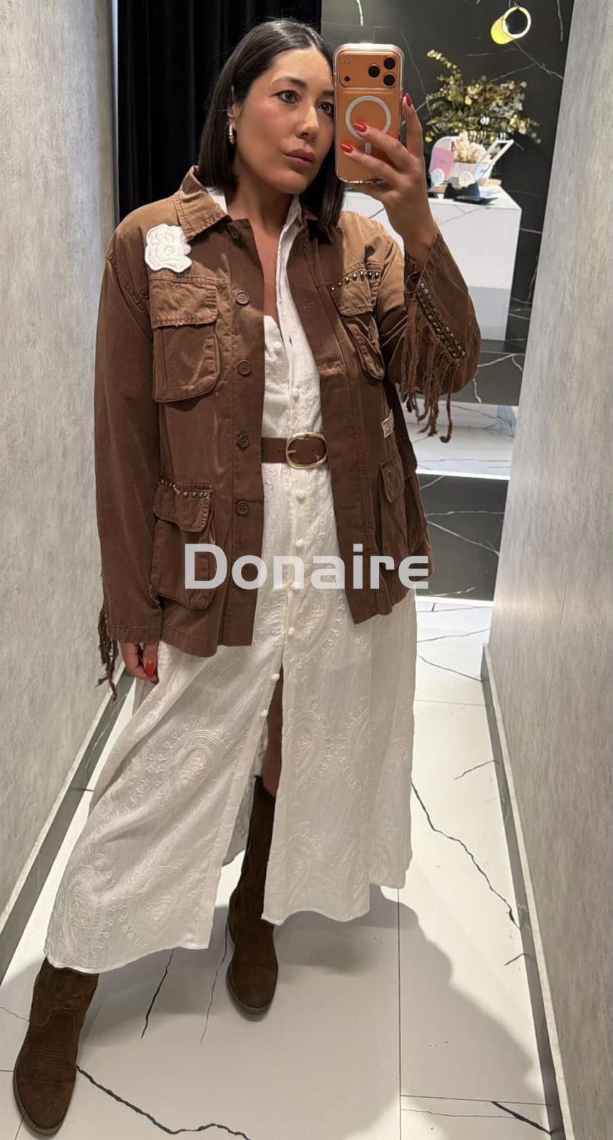 Vestido camisero largo crudo BSB - Imagen 5