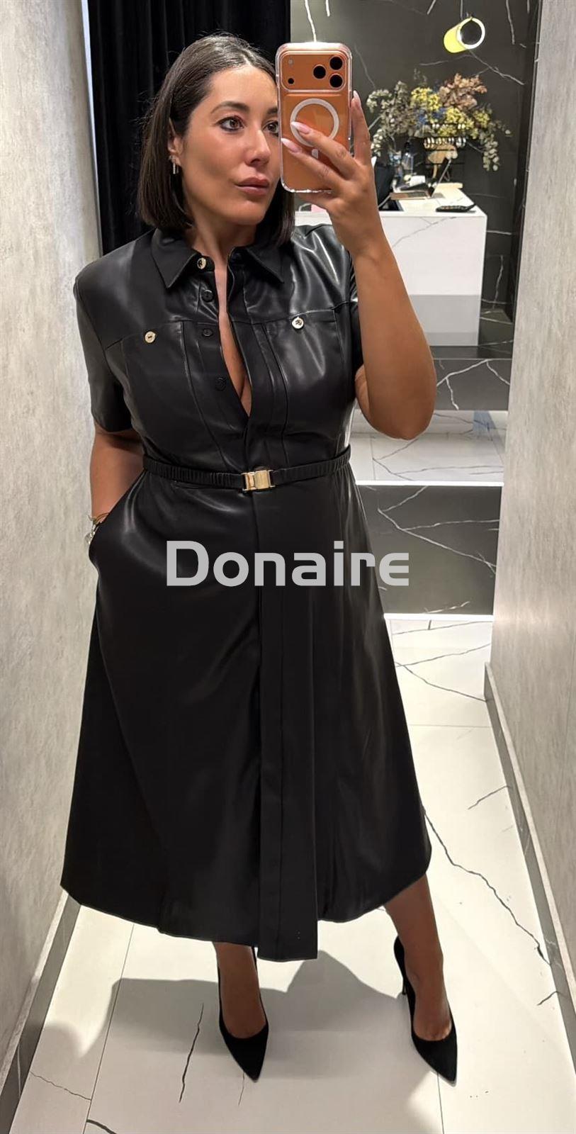 Vestido camisero midi efecto piel Lola Casademunt - Imagen 3