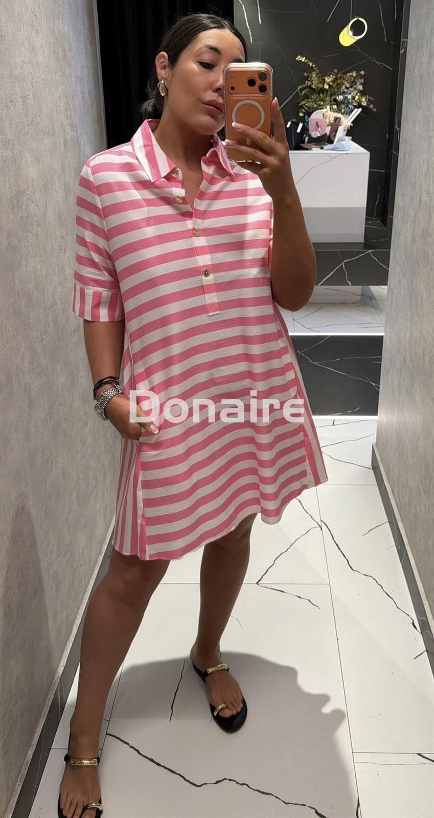 Vestido camisero rayas rosa y blanco Lola Casademunt - Imagen 1