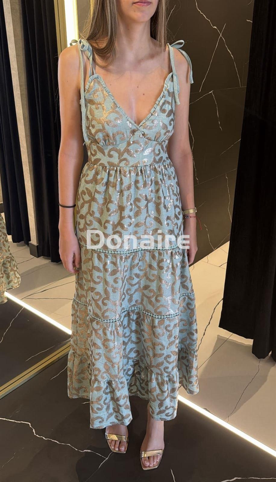 Vestido con lentejuelas bordadas en forma de hojas NKN - Imagen 1
