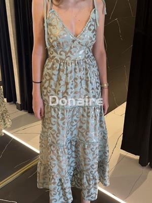 Vestido con lentejuelas bordadas en forma de hojas NKN - Imagen 1