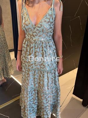 Vestido con lentejuelas bordadas en forma de hojas NKN - Imagen 2