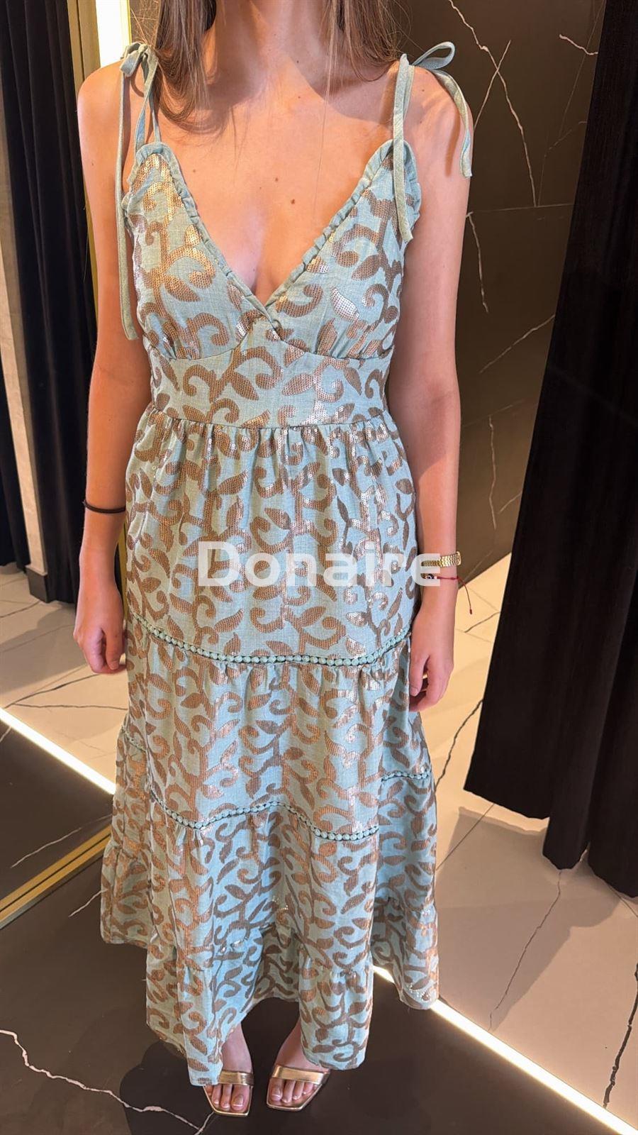 Vestido con lentejuelas bordadas en forma de hojas NKN - Imagen 3