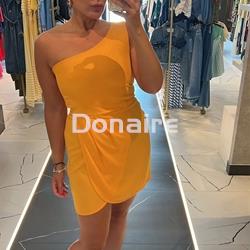 Vestido corto mostaza asimétrico Goa Goa - Imagen 1