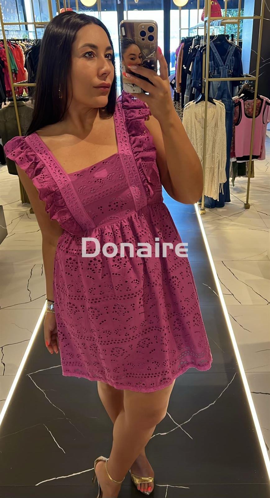 Vestido corto troquelado morado Dixie - Imagen 3