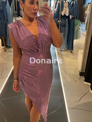 Vestido cut out efecto lentejuelas bajo desigual Phard - Imagen 1