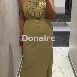 Vestido cut out verde detalle hoja open - Imagen 1
