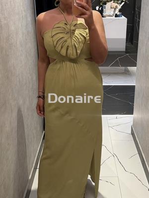 Vestido cut out verde detalle hoja open - Imagen 1