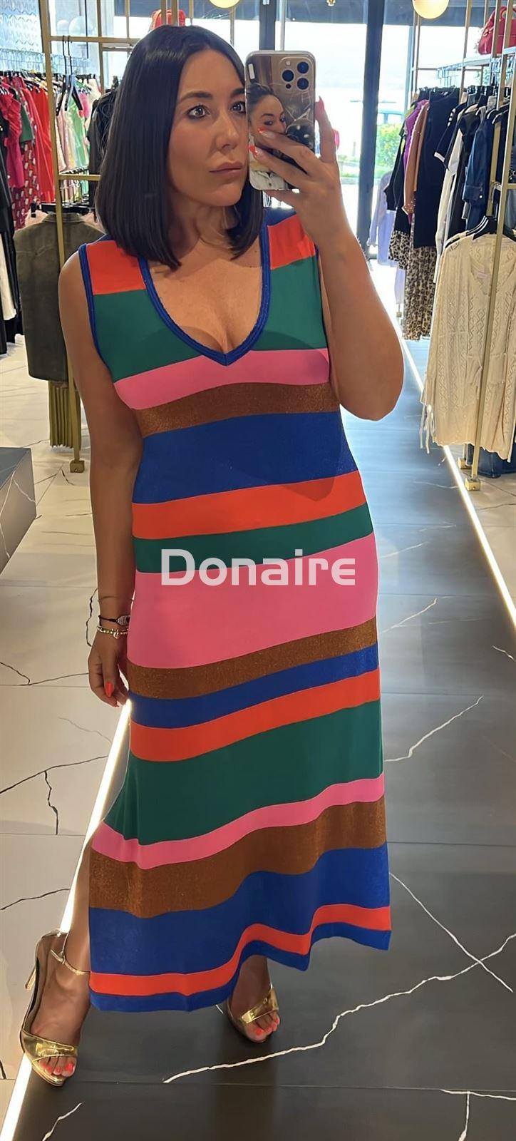 Vestido de rayas de punto de lurex Maite - Imagen 1