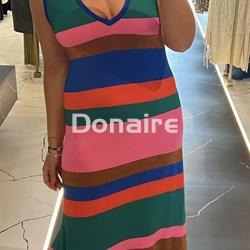 Vestido de rayas de punto de lurex Maite - Imagen 1