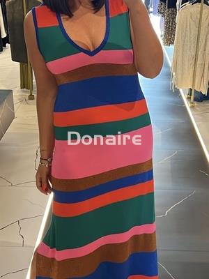 Vestido de rayas de punto de lurex Maite - Imagen 1