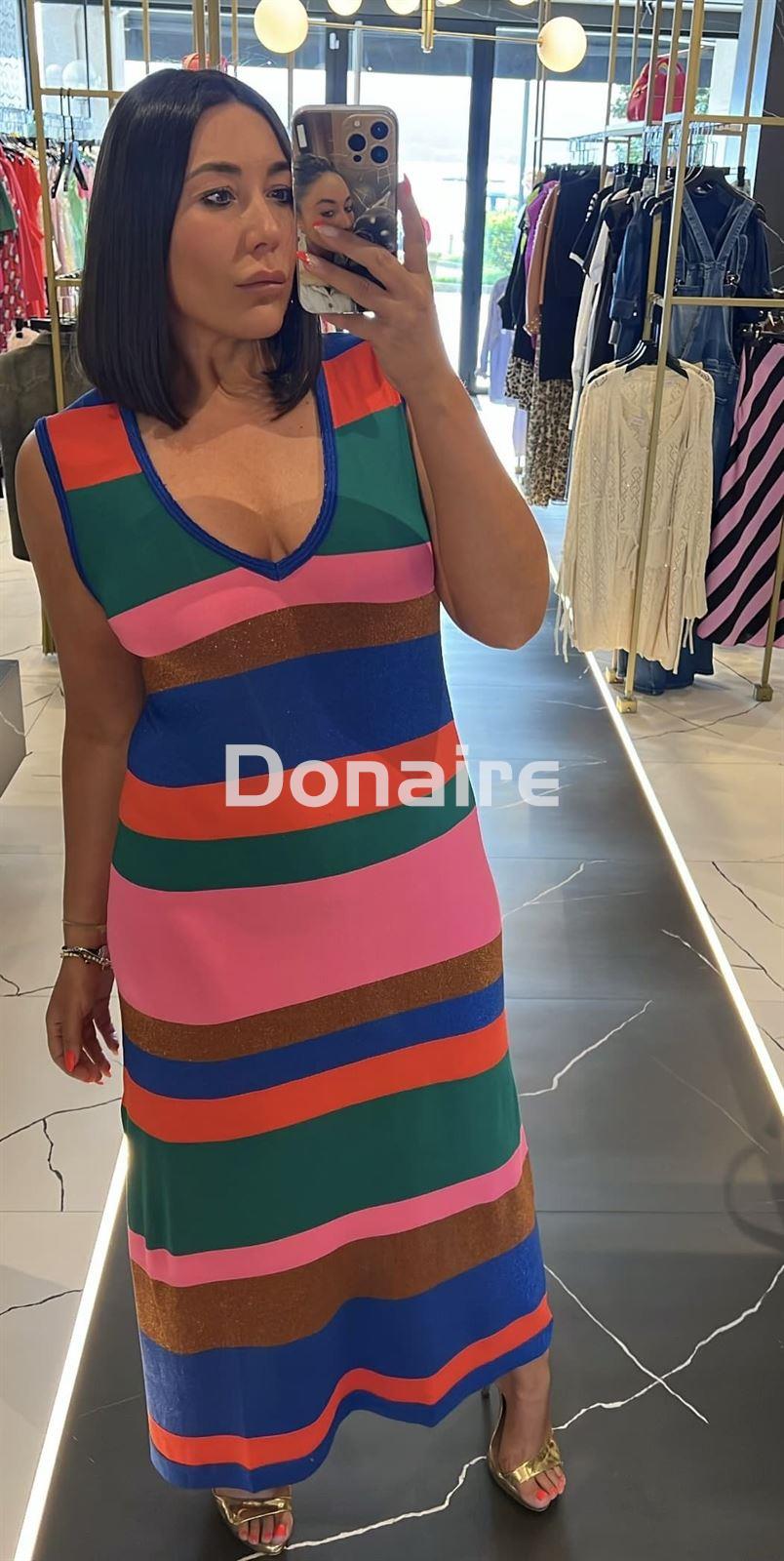 Vestido de rayas de punto de lurex Maite - Imagen 2