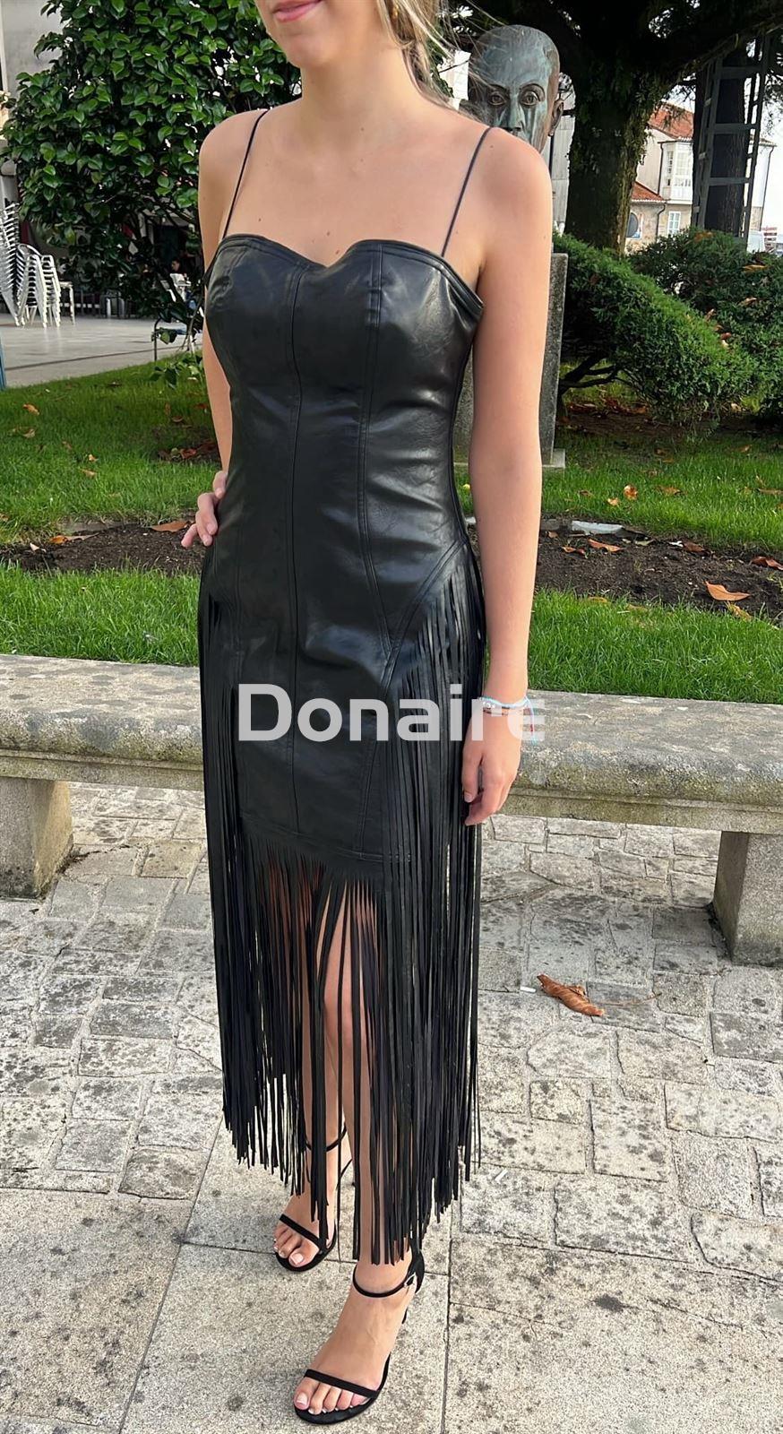 Vestido efecto piel flecos largo OPEN - Imagen 1