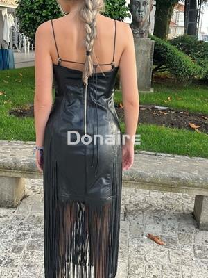 Vestido efecto piel flecos largo OPEN - Imagen 2