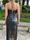 Vestido efecto piel flecos largo OPEN - Imagen 2