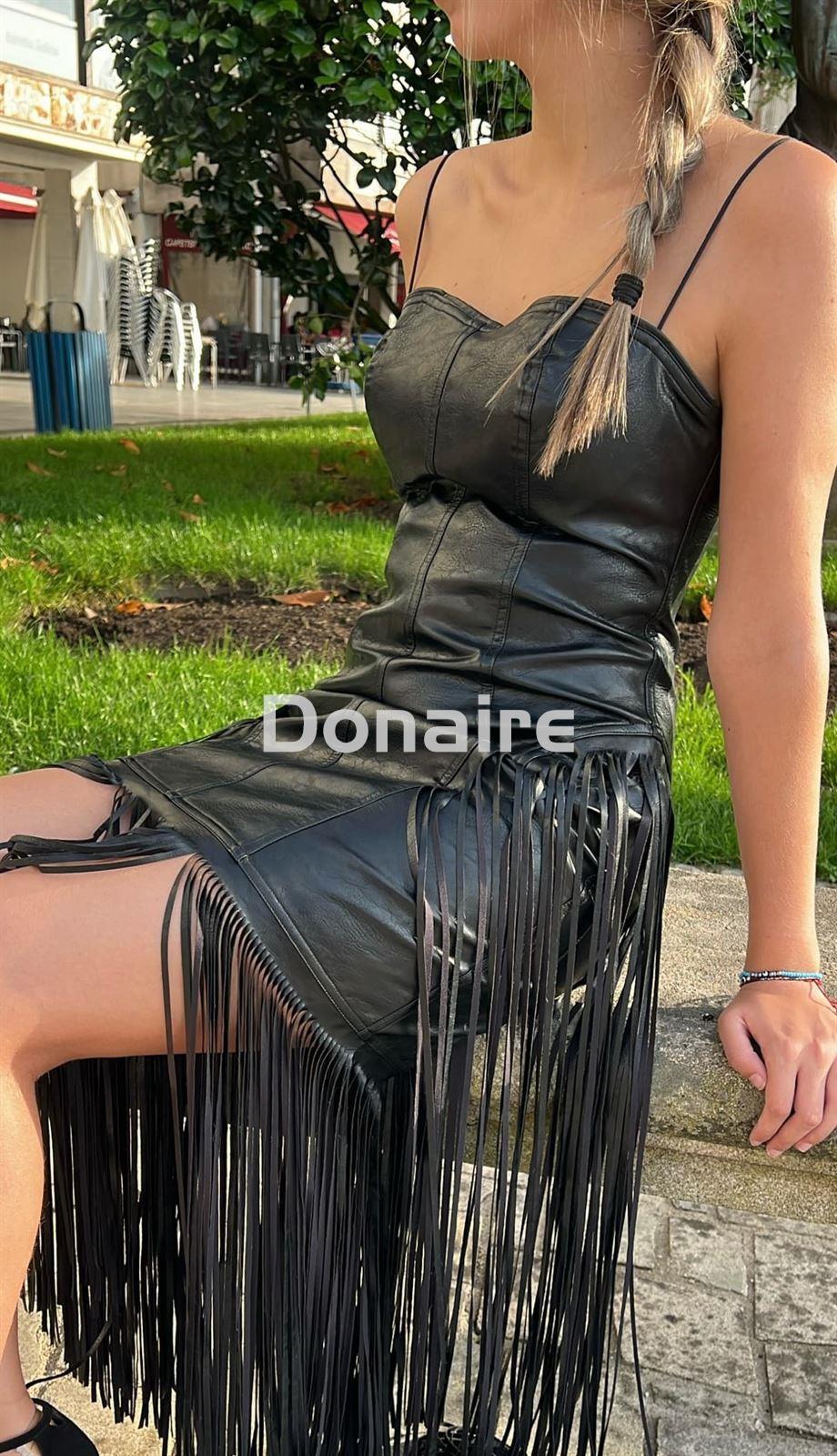 Vestido efecto piel flecos largo OPEN - Imagen 4