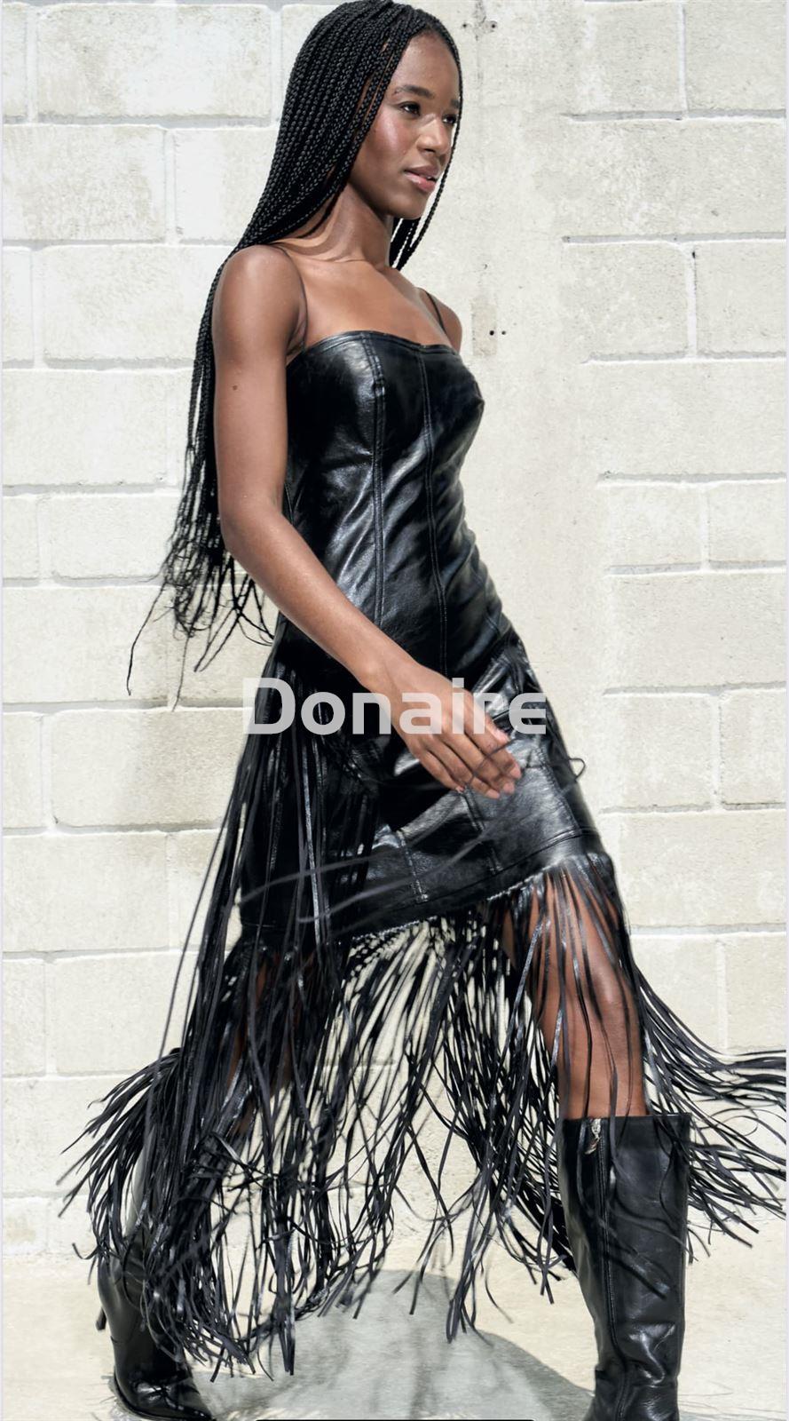 Vestido efecto piel flecos largo OPEN - Imagen 5