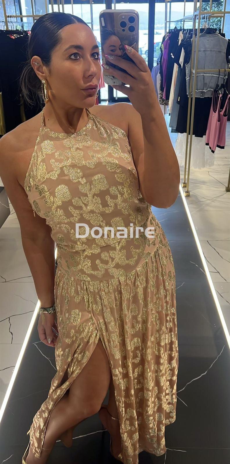 Vestido escote halter nude y dorado Trash and Luxury - Imagen 2