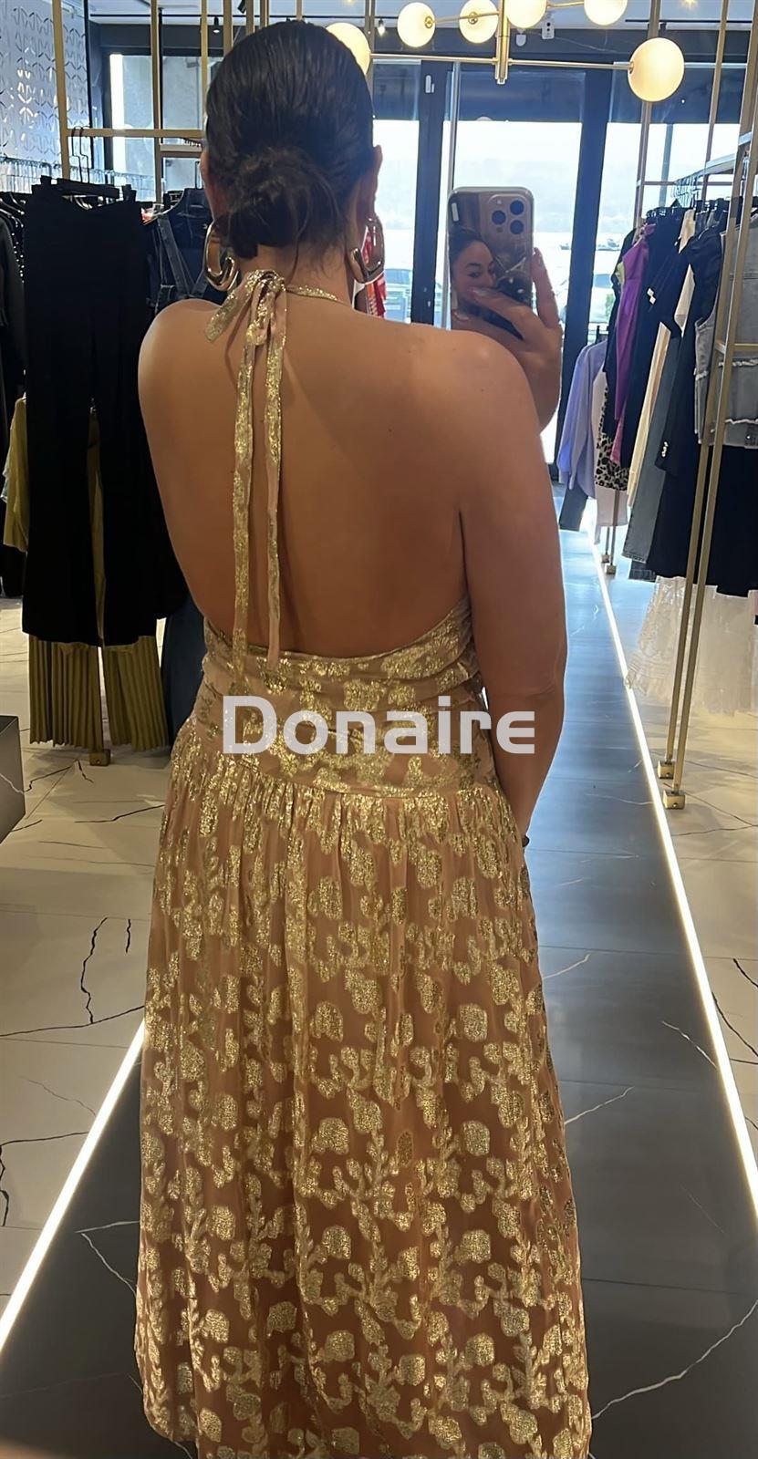 Vestido escote halter nude y dorado Trash and Luxury - Imagen 3