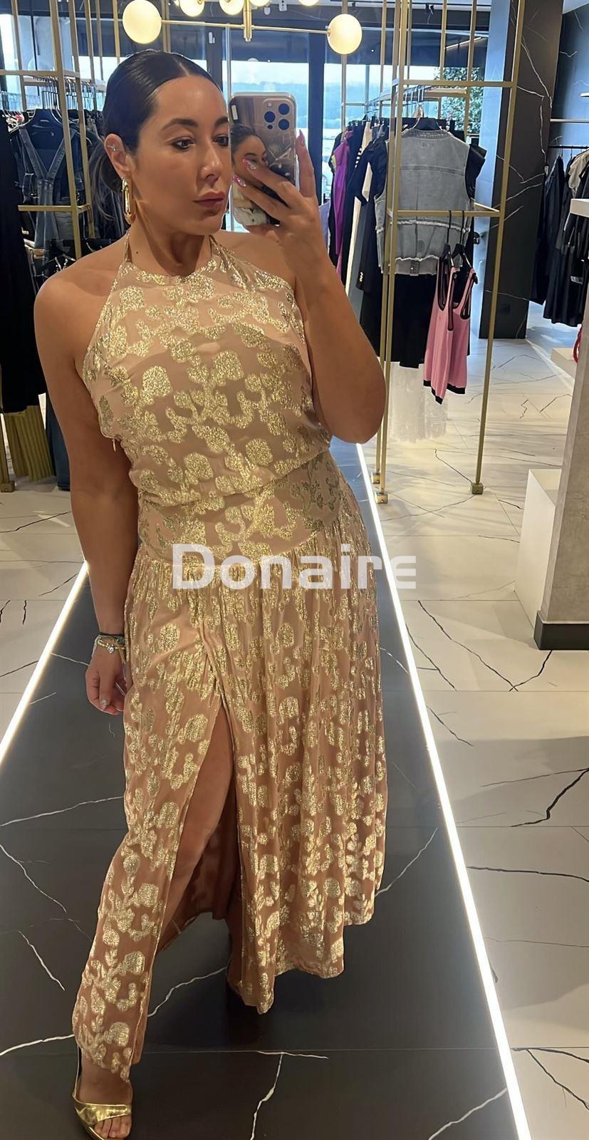 Vestido escote halter nude y dorado Trash and Luxury - Imagen 4