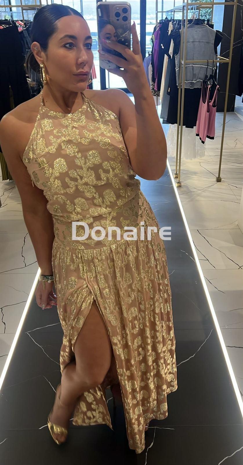 Vestido escote halter nude y dorado Trash and Luxury - Imagen 5