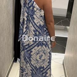 Vestido escote halter print blanco y azul Lez a Lez - Imagen 2