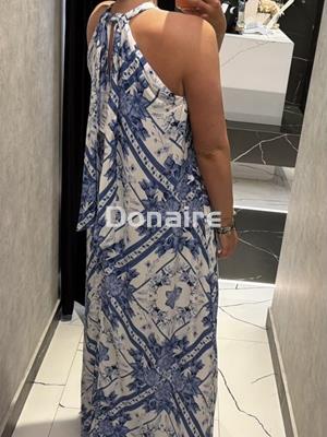 Vestido escote halter print blanco y azul Lez a Lez - Imagen 2