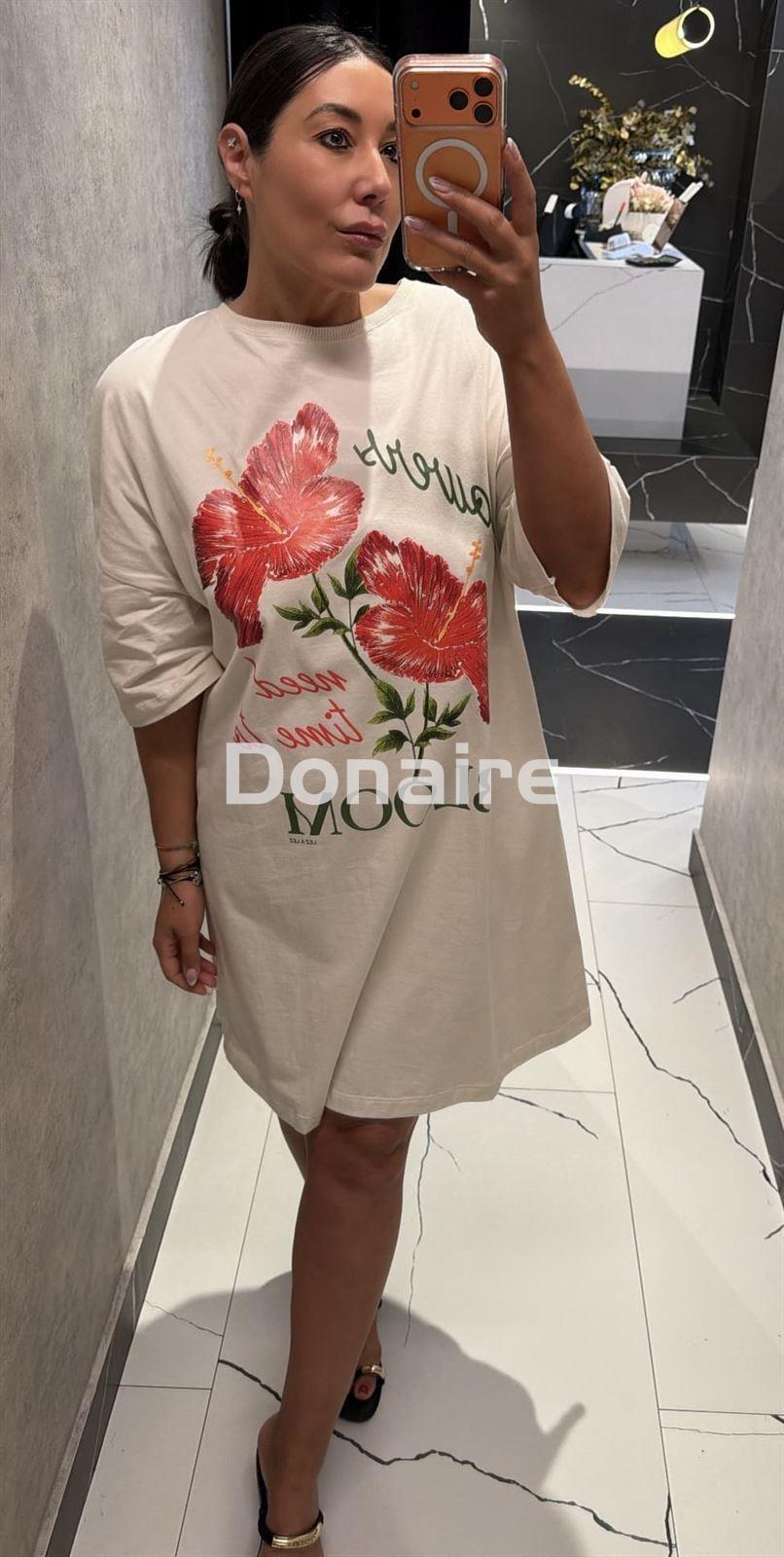 Vestido estampado algodón beige Lez a Lez - Imagen 1
