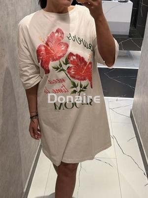 Vestido estampado algodón beige Lez a Lez - Imagen 1