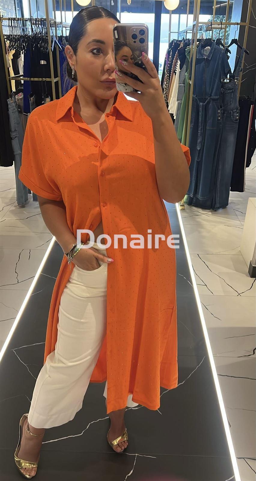 Vestido estilo camisero naranja y strass Lola Casademunt - Imagen 4