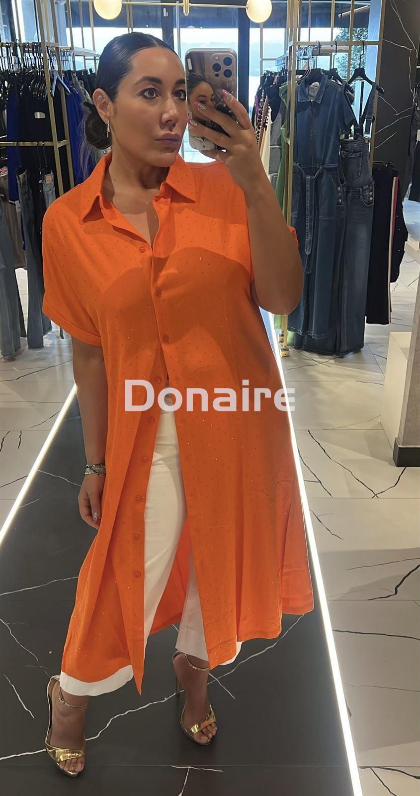 Vestido estilo camisero naranja y strass Lola Casademunt - Imagen 5