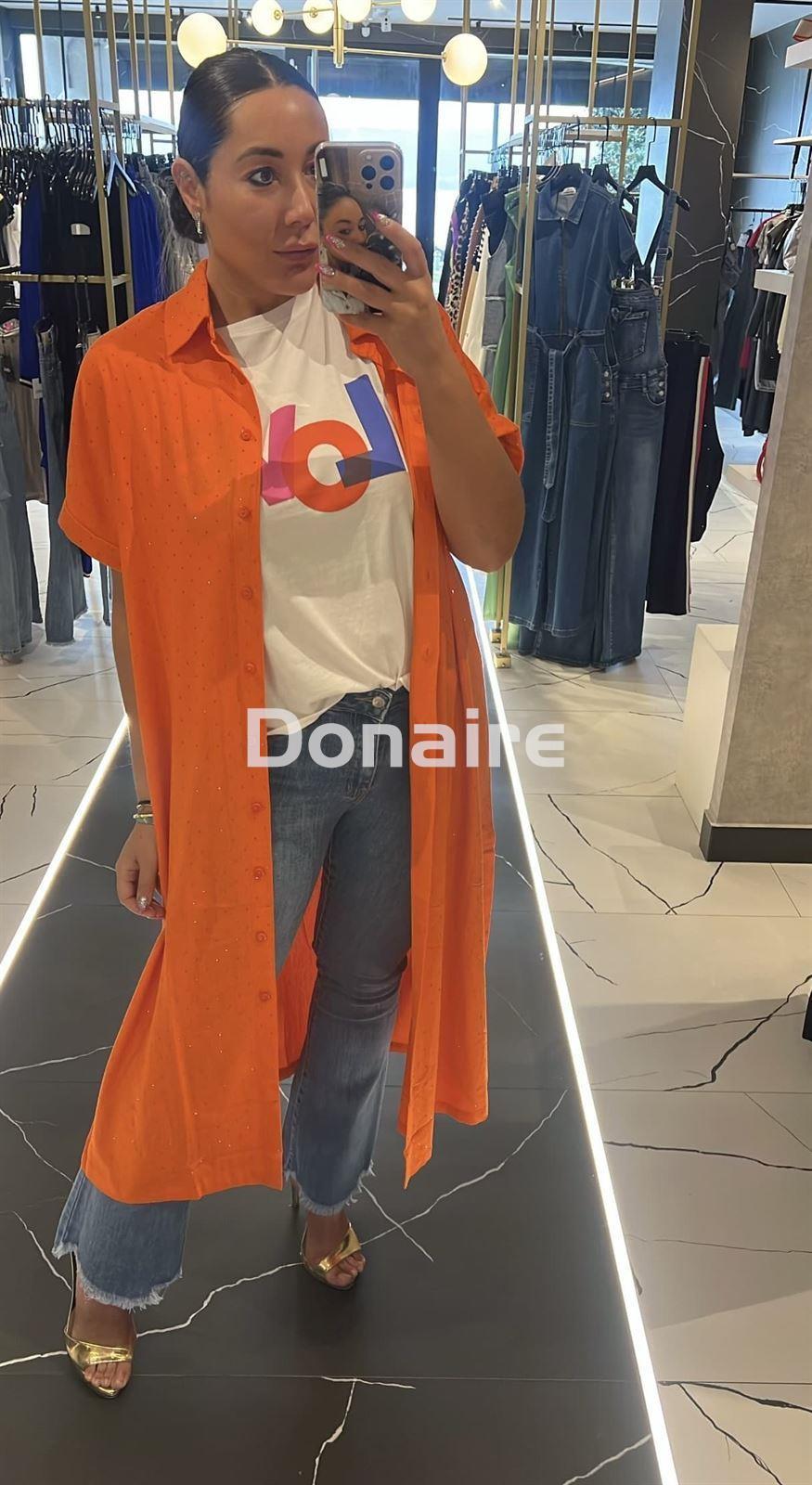 Vestido estilo camisero naranja y strass Lola Casademunt - Imagen 6