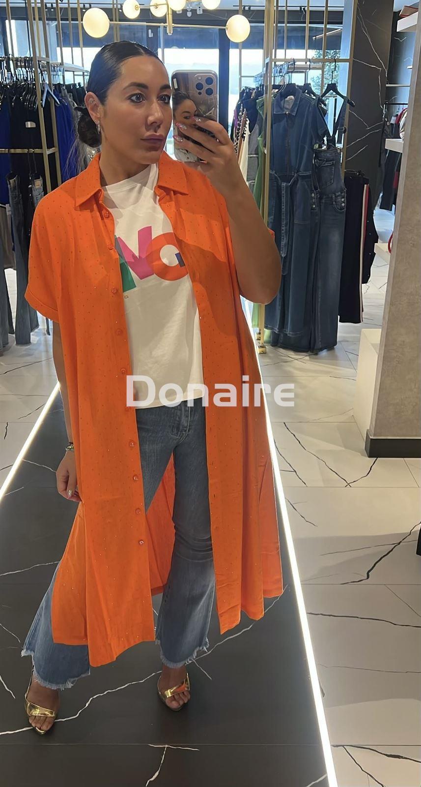 Vestido estilo camisero naranja y strass Lola Casademunt - Imagen 7