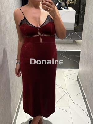 Vestido estilo lencero terciopelo granate Koralline - Imagen 1