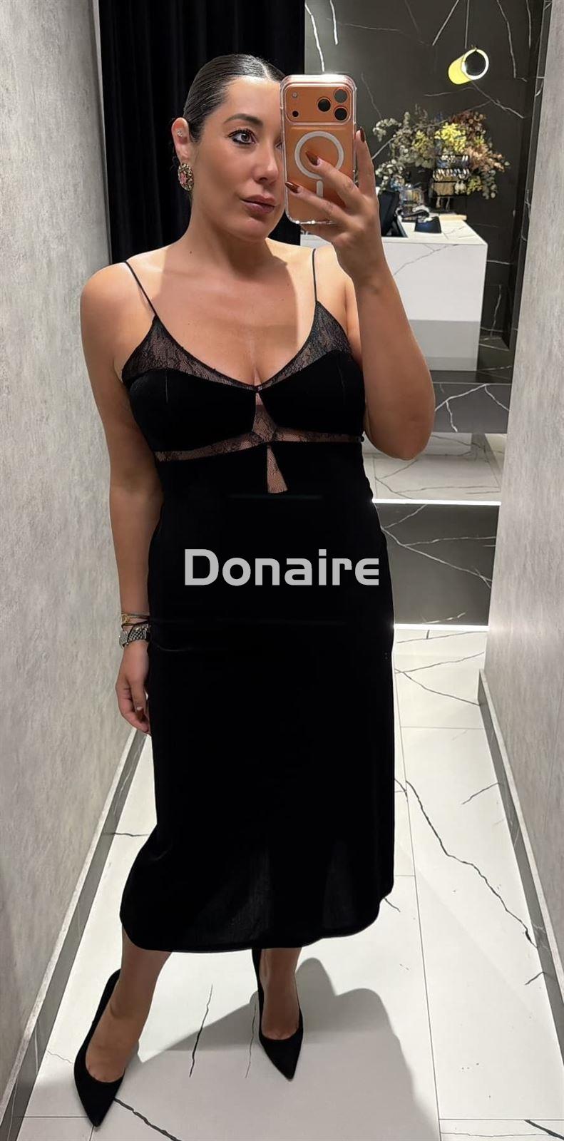 Vestido estilo lencero terciopelo negro Koralline - Imagen 1