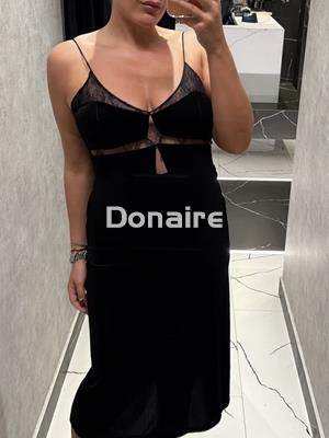 Vestido estilo lencero terciopelo negro Koralline - Imagen 1