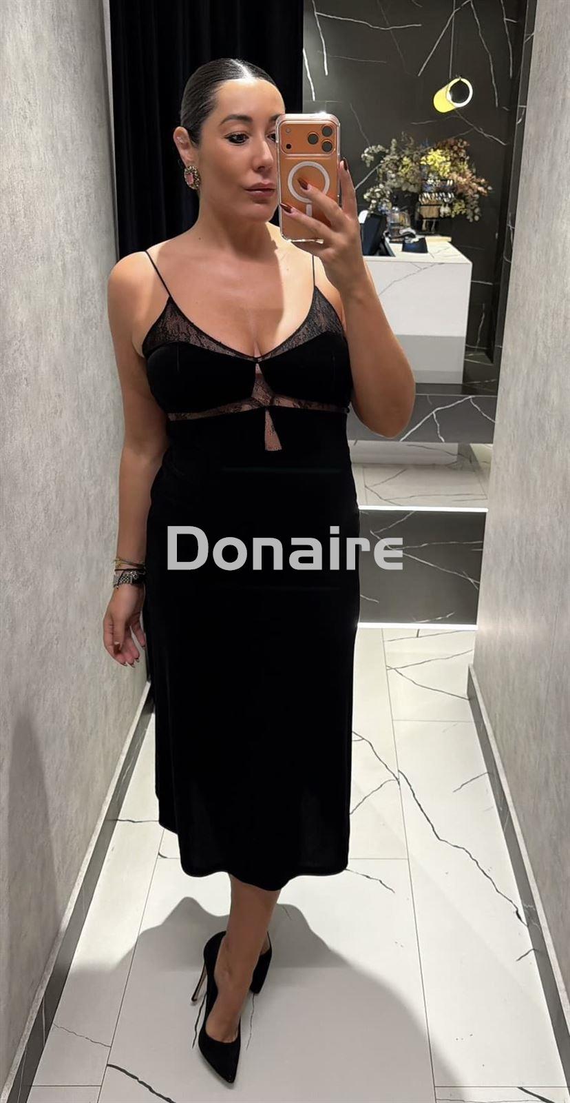 Vestido estilo lencero terciopelo negro Koralline - Imagen 2