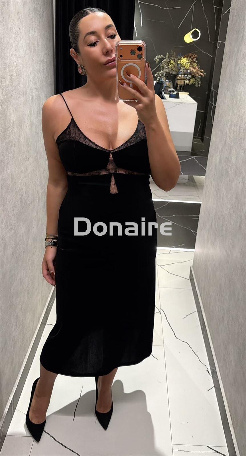 Vestido estilo lencero terciopelo negro Koralline - Imagen 3