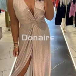 Vestido fiesta rosa palo punto de lurex Phard - Imagen 1