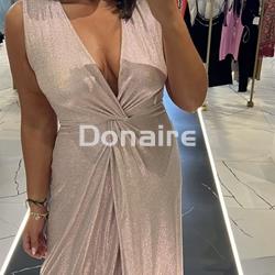 Vestido fiesta rosa palo punto de lurex Phard - Imagen 2