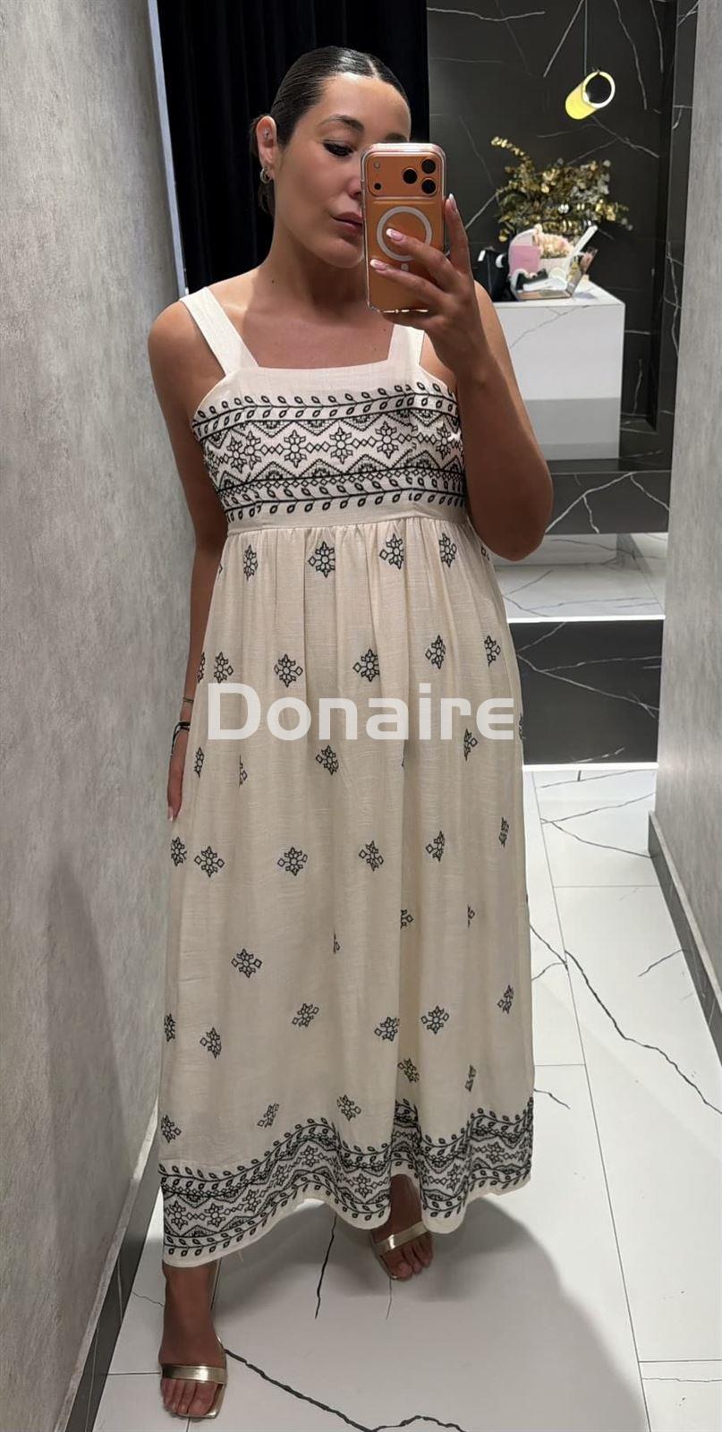 Vestido largo bicolor bordado NKN - Imagen 1